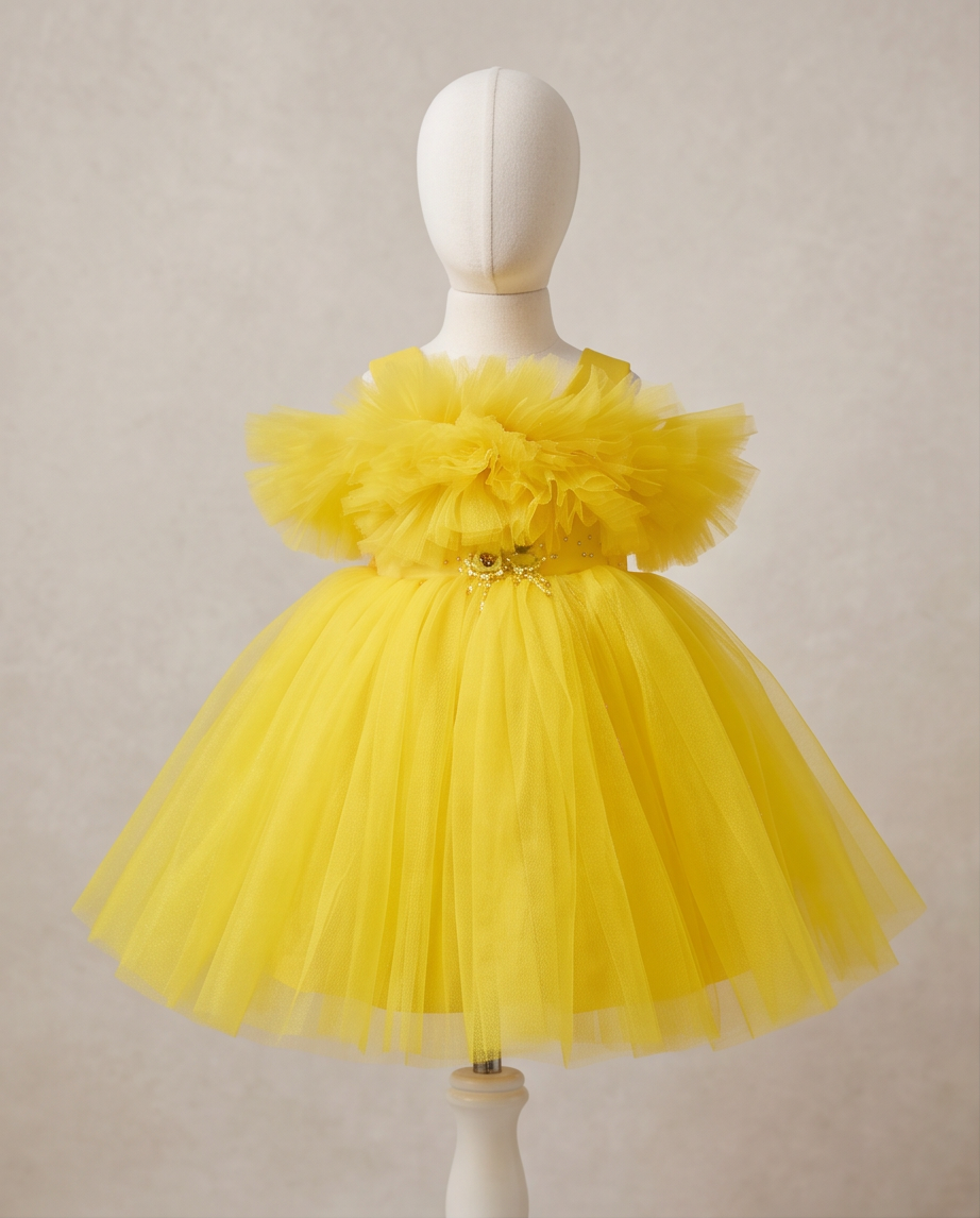 Yellow Ball Gown Tulle Knee-length