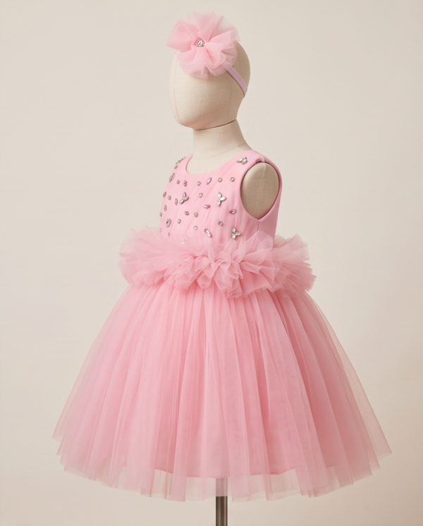 Tulle Knee-length Pink Dress